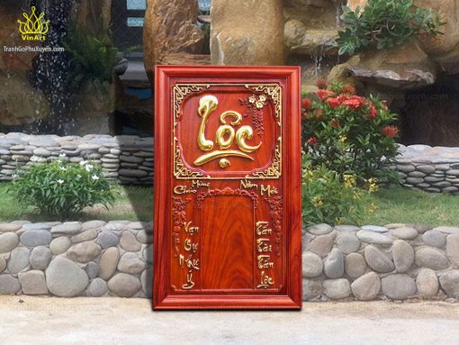 Đốc lịch bằng gỗ chữ Lộc dát vàng 41cm x 67cm