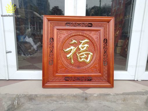 Tranh Gỗ Chữ Phúc Dát Vàng 61cm x 61 cm