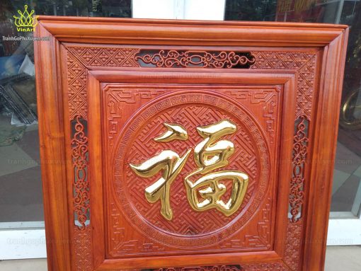 Tranh Gỗ Chữ Phúc Dát Vàng 61cm x 61 cm