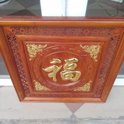 Tranh Gỗ Chữ Phúc Dát Vàng Vuông 61cm