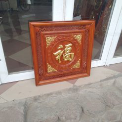 Tranh Gỗ Chữ Phúc Dát Vàng Vuông 61cm